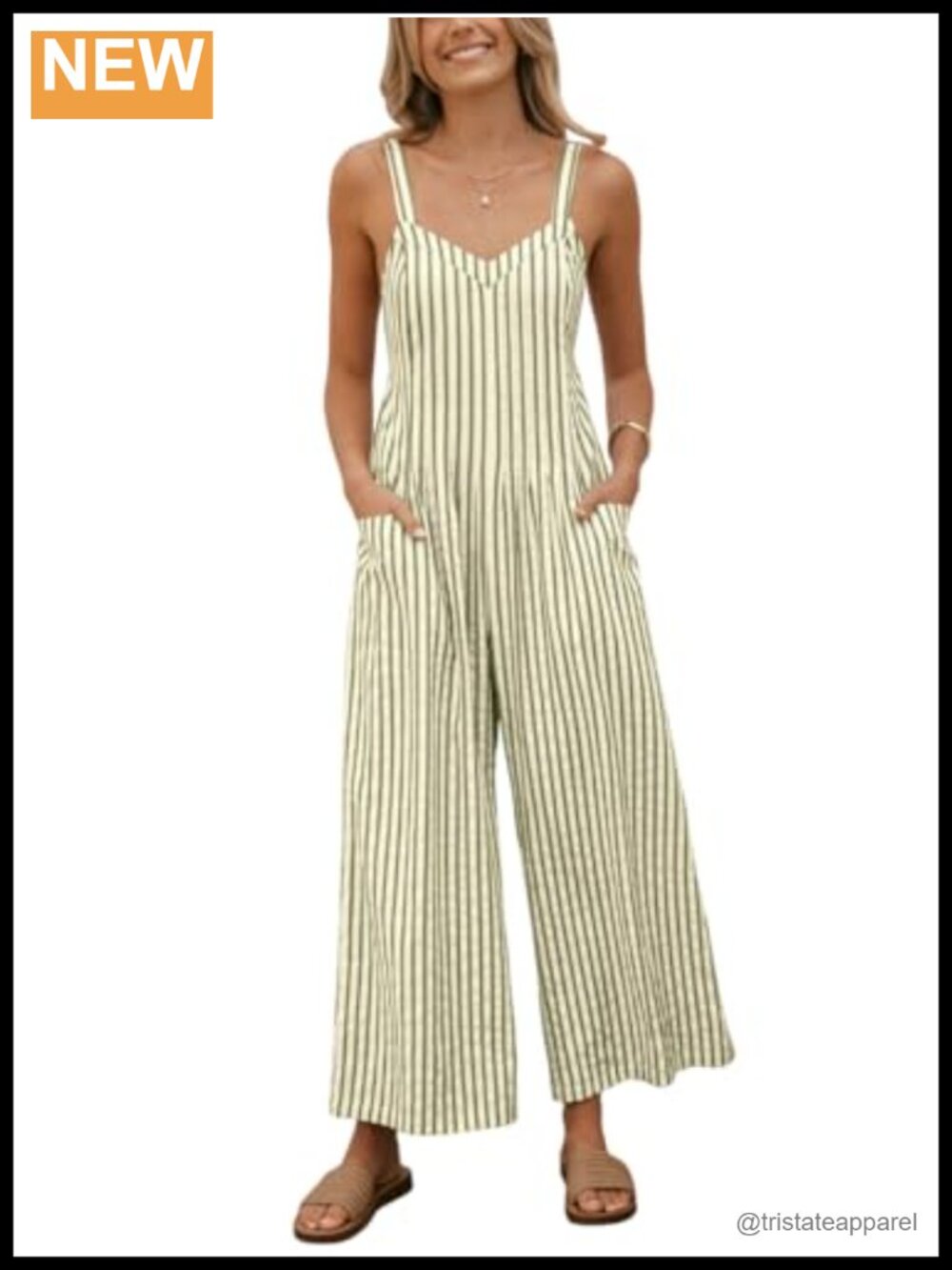 CUPSHE Women Striped Maxi Jumpsuit Cutout Back Summer Romper with Pockets